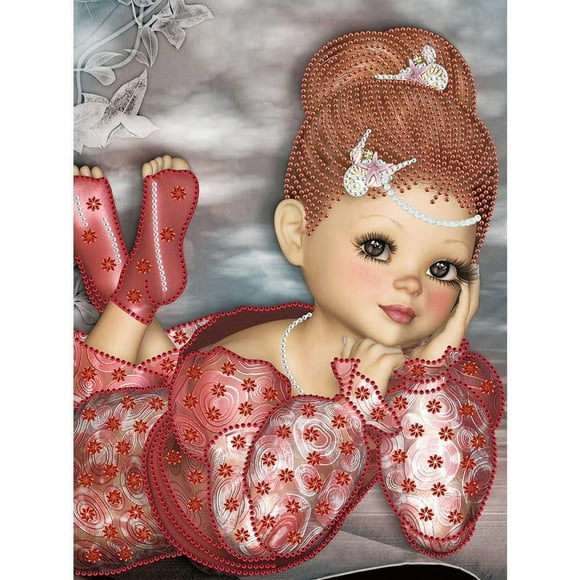 Kit de Peinture Diamant 5D Poupée Rouge Scintillante - Art de Cristal Rond DIY pour Adultes et Enfants - Décoration Murale Familiale & Cadeau pour Amis - 8x12 Pouces