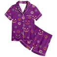 thumbnail image 4 of Weebloom Halloween Toddler Girls' Pajama Sets Cute Pumpkin Pajamas Set Soft Printed Kids Short Sleeve Button Down Shirt And Shorts For And Youth Sleepwear Nightwear Pjs Loungewear 2-3 Years, 4 of 4
