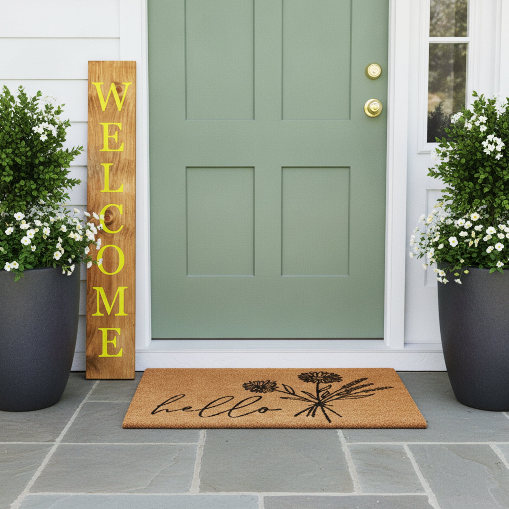 Calloway Mills 119395907 Yellow Welcome Porch Leaner, 59" x 07"