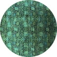 thumbnail image 1 of Ahgly Company Indoor Round Oriental Turquoise Blue Industrial Area Rugs, 3' Round, 1 of 4