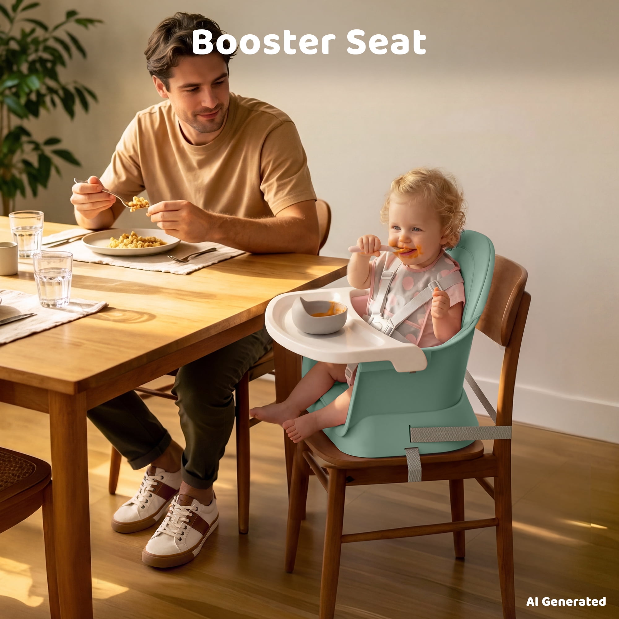 AILEEKISS 8-in-1 Baby High Chair, Toddler Booster Seat with Dishwasher-Safe Tray, Green
