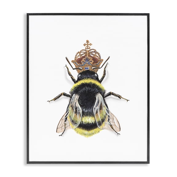 Stupell Industries Eclectic Queen Bee with Crown Black Framed Giclee Art, 11 x 14, by Connie Resch