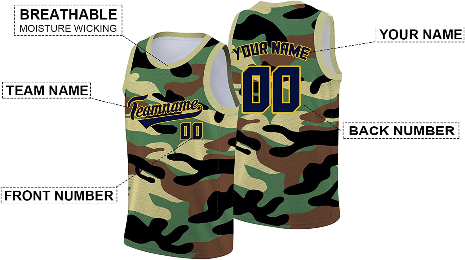 Men Youth Custom Camo Basketball Jersey Personalized Gift Camouflage Shirt  Design Your Own Name & Number 