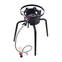 ARC USA 7382M Single Burner Outdoor Stove CSA 0-20PSI Adjustable Regulator and Hose Propane Burner Threaded Legs 15"*15"*28"