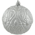 thumbnail image 4 of Northlight Embossed Raindrops Christmas Glass Ball Ornament - 3.5" - White, 4 of 7
