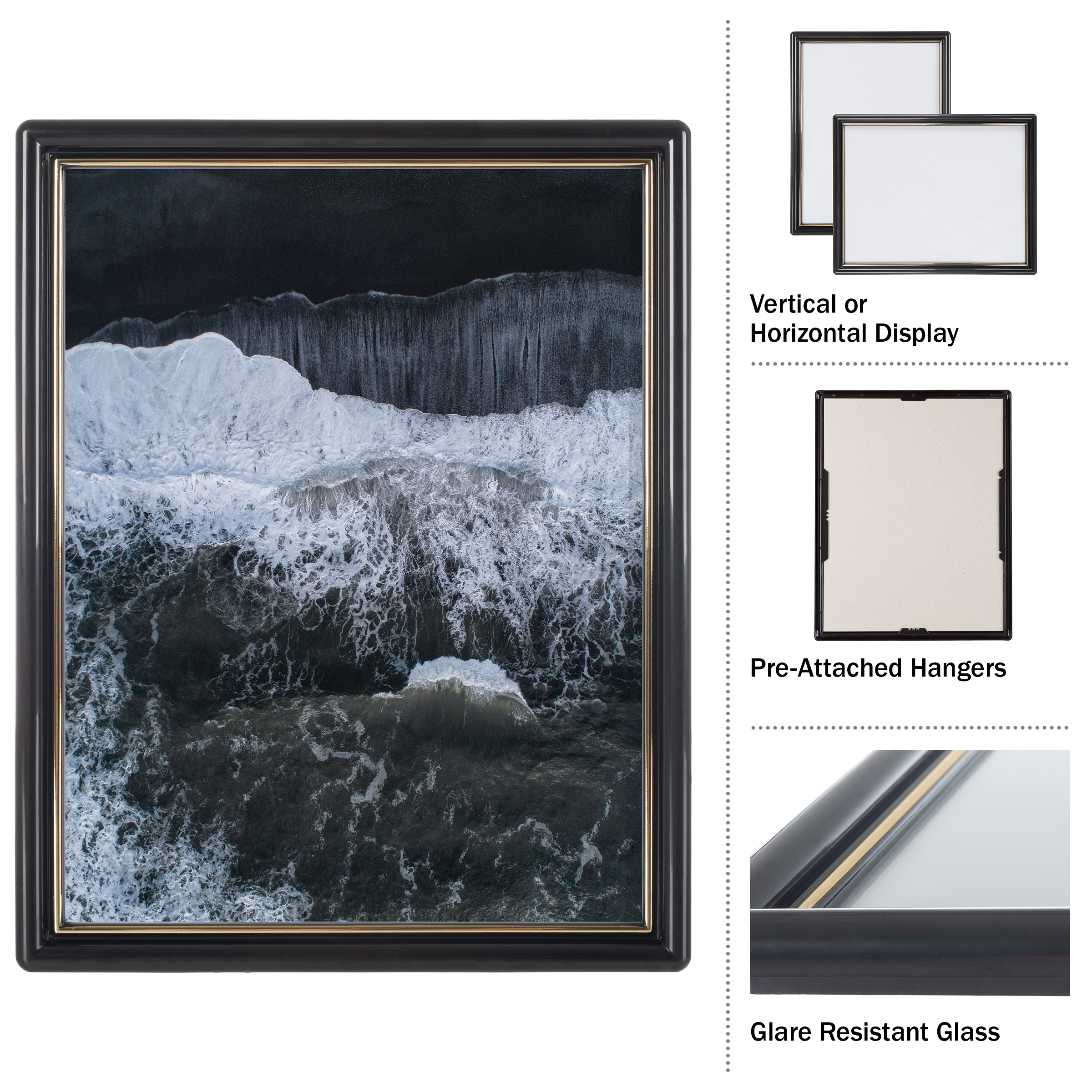 Lavish Home Picture Frame Set, Document Frame Pack for Picture Gallery Wall with Hangers, Set of 6