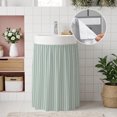 thumbnail image 4 of Sage Green Line Striped Small Cabinet Curtains 11"W x 13"L, Farmhouse Green Stripes Sink Skirt Dust-Proof Short Curtain for Bathroom Vanity Storage Cubby Desk, Self Adhesive Privacy Drapes, 4 of 9