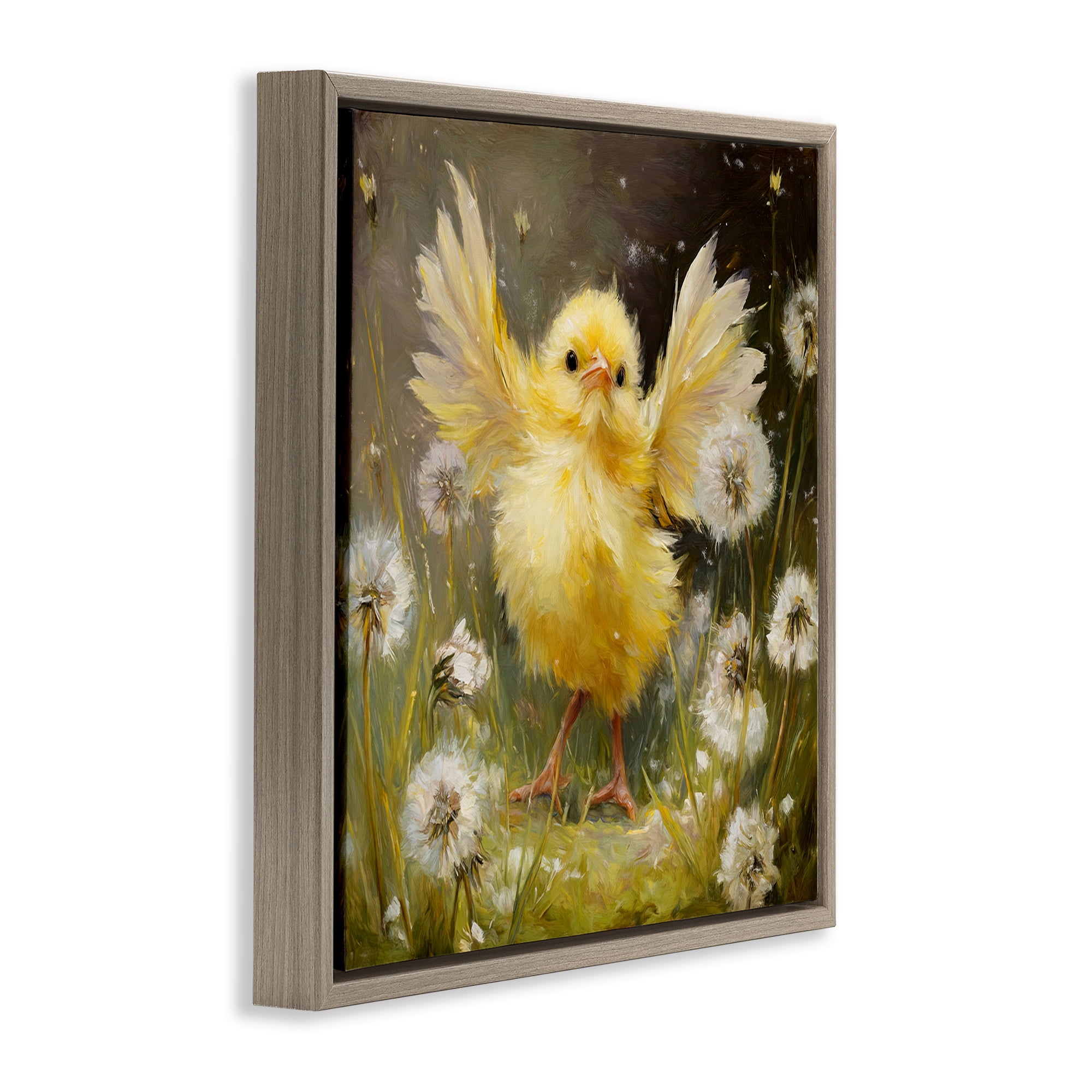Stupell Industries Free As A Peep Chick Brown Framed Floater Canvas Wall Art, design by Tina LeCour