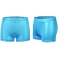 thumbnail image 4 of Milgrthf Girl's Glossy Athletic Shorts High Stretch Yoga Dance Practicing Bottom Shorts for Boys for 110-150 Blue, 4 of 5