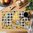 thumbnail image 2 of Gnomes Plaid Placemats Set of 8, Yellow Sunflower Farmhouse Bee Black Check Placemats for Dining Table, Place Mats for Kitchen Tabletop, Waterproof Wipeable Dining Table Mats Set, 2 of 9