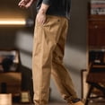 thumbnail image 5 of FRSASU Men's Casual Pants Regular Fit Retro Stretch Cotton Fashion Trousers Tapered Chino Western Gurkha Pants Khaki, 5 of 7