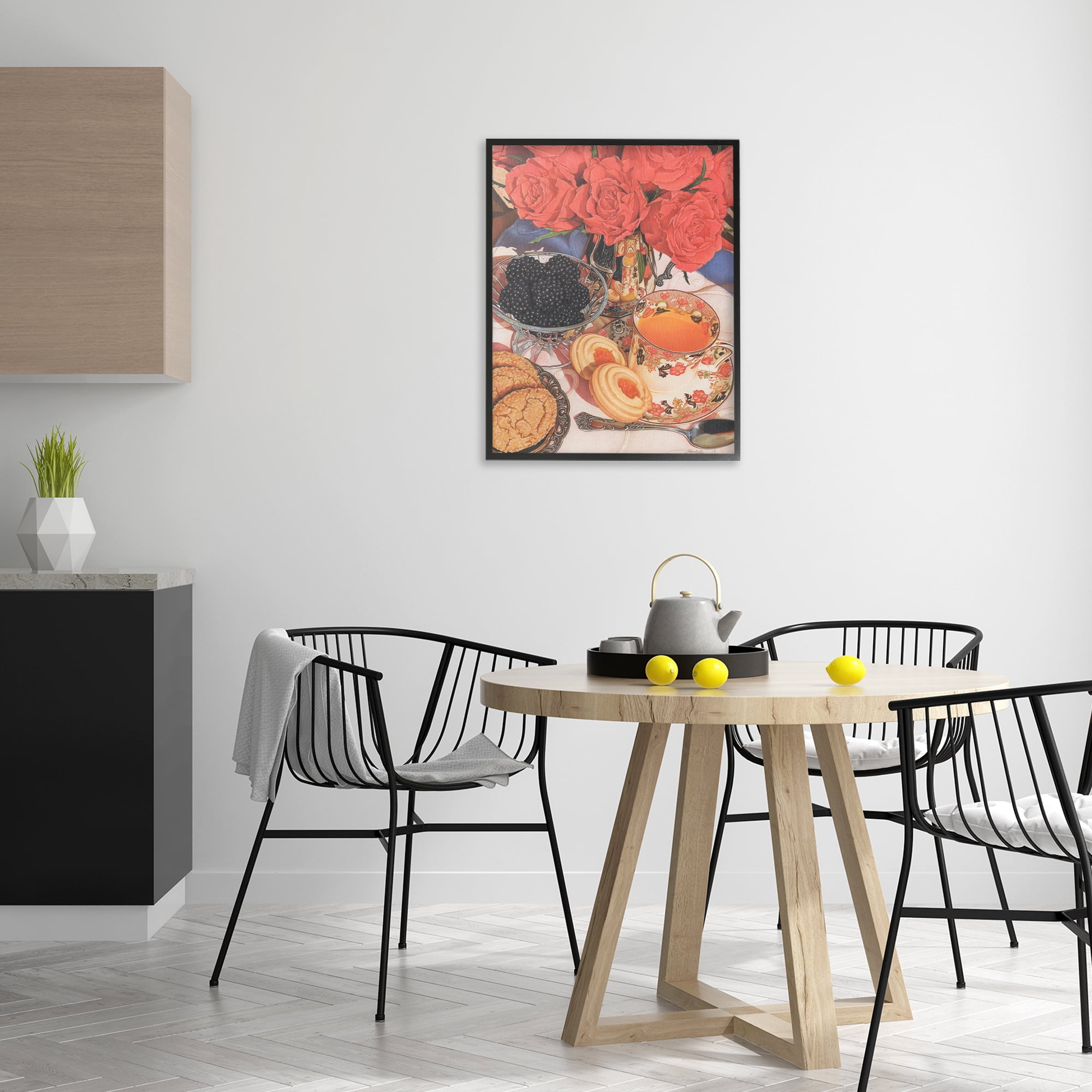 Stupell Industries Tea Party & Berries Food & Beverage Painting Black Framed Art Print Wall Art, 24 x 30