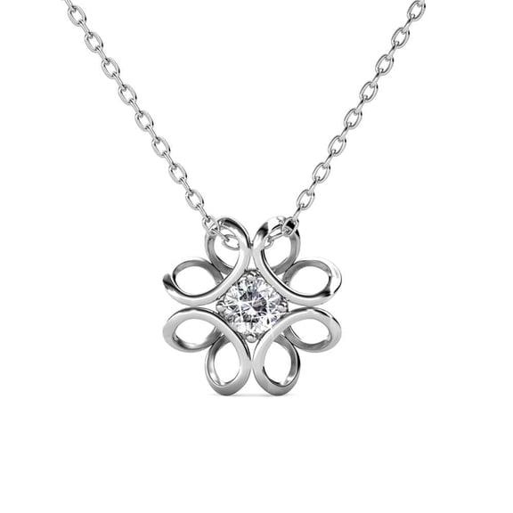 Cate & Chloe Alexis 18k White Gold Plated Necklace with Round Cut Swarovski Crystal Gift for Women