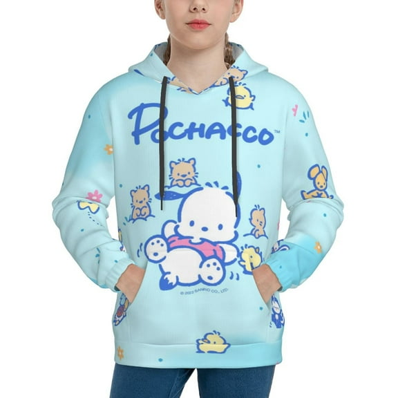 Sanrio Pochacco Kids' Hoodie 3d Print Sweatshirt Soft Pullover Hooded With Big Pockets Fans Gifts For Boys Or Girls Small
