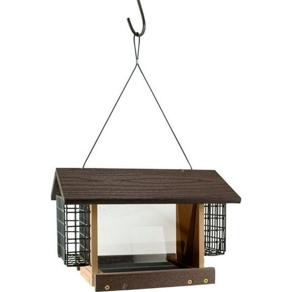 Going Green Contemporary Deluxe Ranch Feeder with suet feeders, brown & tan, 1/c