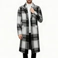 thumbnail image 6 of SYMOID Mens Black Plaid Trench Coat - 50% Wool & 50% Polyester, Knee-Length Tailored Fit, Warm for Cool Seasons with Flap Pockets & Button Closure,Size M, 6 of 6
