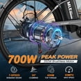 thumbnail image 5 of Lilypelle Electric Bike for Women Adults, Peak 700W Motor 20MPH, 50 Miles Electric Cruiser Bike with 36V 10.4Ah Battery, 7-Speed Electric Bicycle, 26" Tires and Front Fork Suspension, 5 of 10