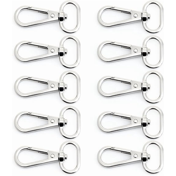 Snap Hook Swivel Push Gate Lobster Clasps Fashion Clips Purse Making FS10 Pack of 10 (Silver, 3/4 Inch)
