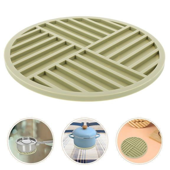 HINTRMENT Heat Resistant Silicone Hot Pad Olive Green 6.25in Spoon Rest for Kitchen Dining 1Pack