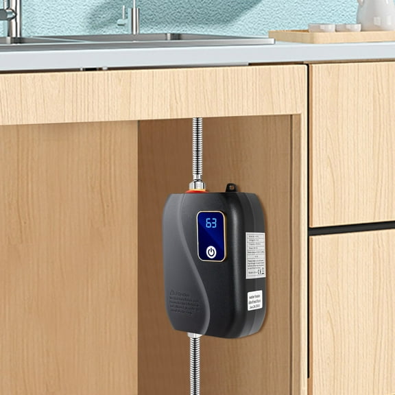 Electric Tankless Water Heater 110V 3000W stainless steel On Demand Hot Water 20-50℃ Eco Black 4.6*2.8*6.3in