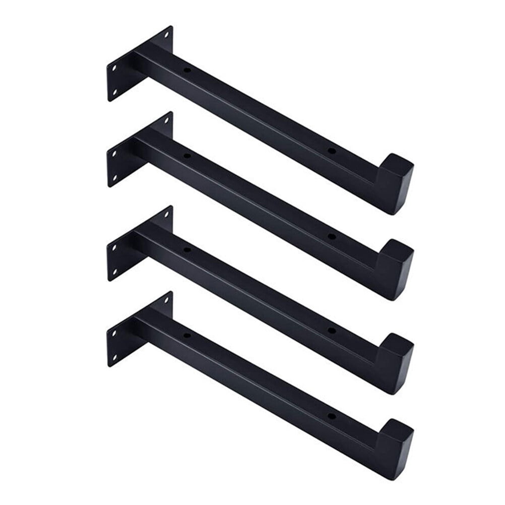 4-Pack Black Shelf Support Brackets 20x8.2CM Heavy Duty Wall Mount Holders for Home Storage and Organization