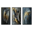 thumbnail image 2 of Designart "Boho Chic Feathers Gold III" Glam Feather Framed Wall Art Set Of 3 - Gold Glam Feather Frame Canvas Set For Living Room Decor, 2 of 6