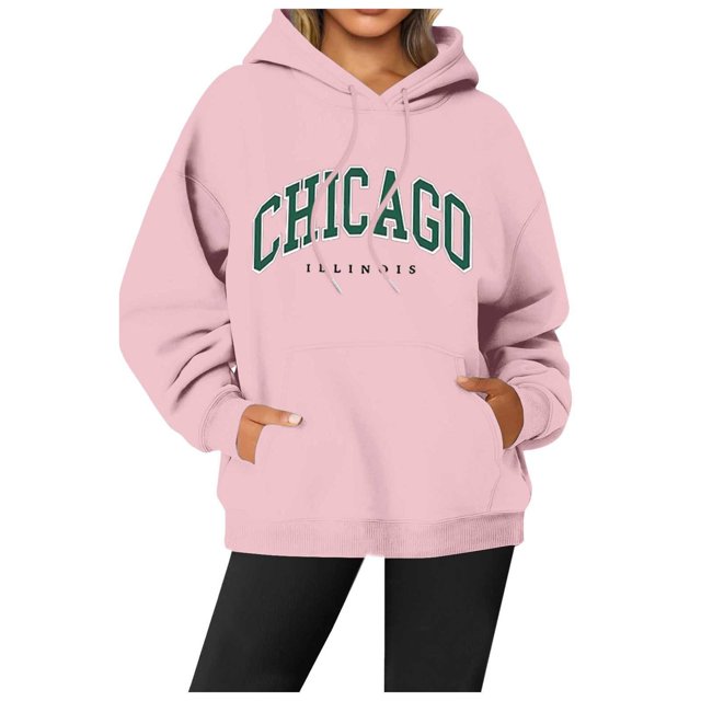WEAIXIMIUNG Chandails en Molleton pour Femmes Tendance Zip 2024 Nouveau Pull à Col Rond Imprimé Lettres pour Femmes Pull à Manches Longues de Rue Chandail à Capuchon