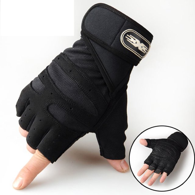 Guantes de Fitness para crossfit, manoplas de medio dedo para gimnasio, antideslizantes, transpirables, soporte de muñeca extendido, entrenamiento de Culturismo Fivean Guantes deportivos