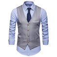 thumbnail image 1 of Men Solid Formal Buttons Suit Waistcoat With Pockets Business Office V-neck Vest Jacket_Special Gift, 1 of 1