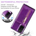 thumbnail image 6 of Nalacover Wallet Case for Samsung Galaxy Note 20 Ultra, 2 in 1 Design Zipper Pocket Luxury Shining PU Leather Cover with Card Slots Holder Magnetic Kickstand Shockproof Anti-Scratch Case,Darkpurple, 6 of 11