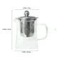 thumbnail image 3 of Tetera de vidrio Borosilicato para estufa segura | Diseño cuadrado estereoscópico de 350 ml | Infusor y tapa de acero inoxidable | Boquilla antigoteo | Empuñadura ergonómica | Apto para lavavajillas, 3 of 8
