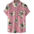 thumbnail image 3 of Camisa hawaiana con estampado de mariposa en 3D de dibujos animados, blusa de solapa de manga corta para hombre, camisetas casuales holgadas para vacaciones de verano en la calle, 3 of 5