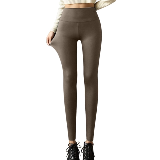 Gibobby Pantalones deportivos transpirables de otoño e invierno para mujer, pantalones de malla para Yoga y Fitness, pantalones cortos de Yoga, versiones cepilladas y polares(Café, XL)