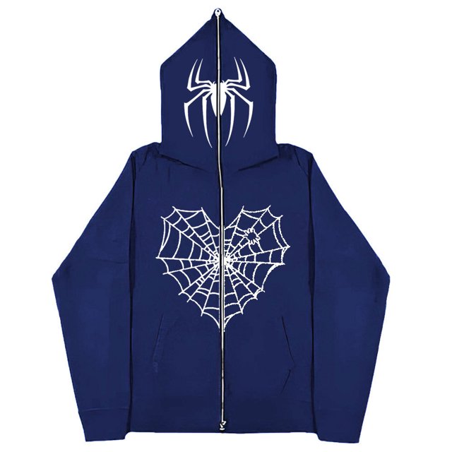 Sudaderas casuales de araña Y2k oscuras europeas y americanas para hombres y mujeres, sudaderas con capucha, parejas góticas, sudaderas con cremallera de gran tamaño Harajuku