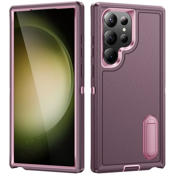 Allytech Rugged Case Compatible with Samsung Galaxy S25 Ultra with Hidden Kickstand, [Military Grade Drop Protection] Soft TPU Hard PC Bumper Non-Slip Shockproof Full Protective Case, Purple Pink