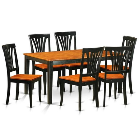  Kitchen  Table Set  Dining Table 6  Wood Chairs Black 