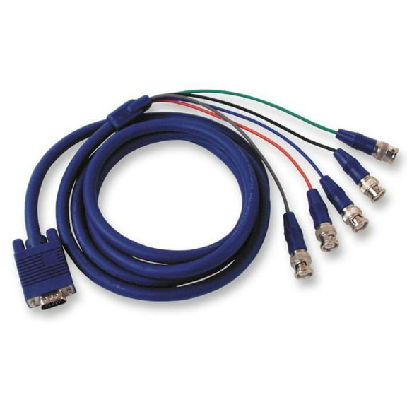 VDC - 15 Pin VGA (D Sub) Male to 5x BNC Male Lead, 2m Blue