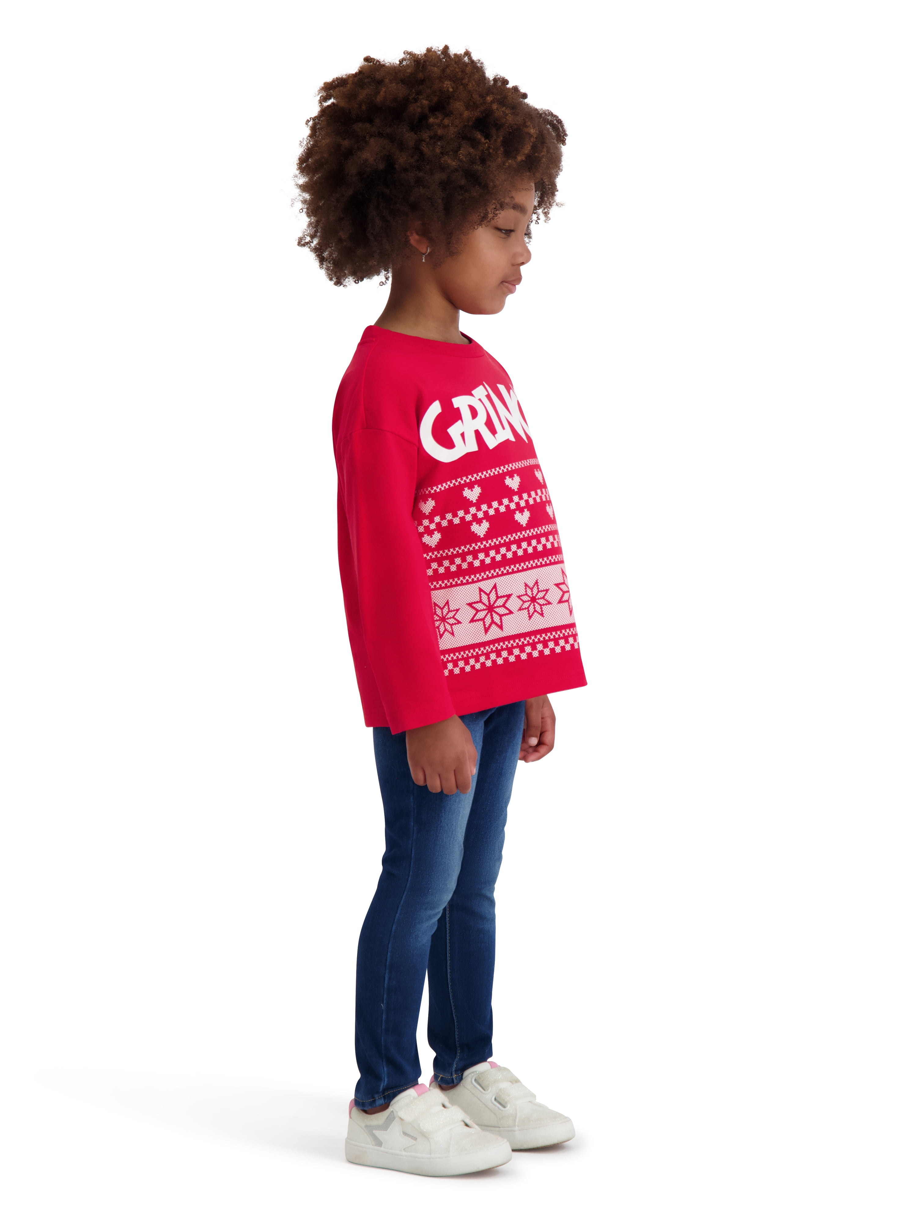 Dr. Seuss The Grinch Toddler Unisex Long Sleeve Red Tee Shirt, Sizes 12M-5T