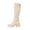 Beige, variant on Willtoo Boots for Women Round Toe Knee High Boots, Faux Suede Back Drawstring Comfortable Tall Boots, Chunky Block Heel Platform Casual Dress Boots