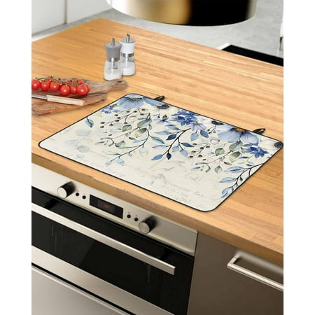 

Blue Spring Floral Stove Top Covers for Electric Stove Heat Insulation Fireproof Glass Cooktop Cover Counter Top Glass Stove Cover 29 x21 Elegant Botanical Summer Flowers Rustic