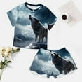 thumbnail image 4 of Wolves in The Moonlight Pajama Set for Women 2 Piece Sleepwear Loungewear Short Sleeve, 4 of 7