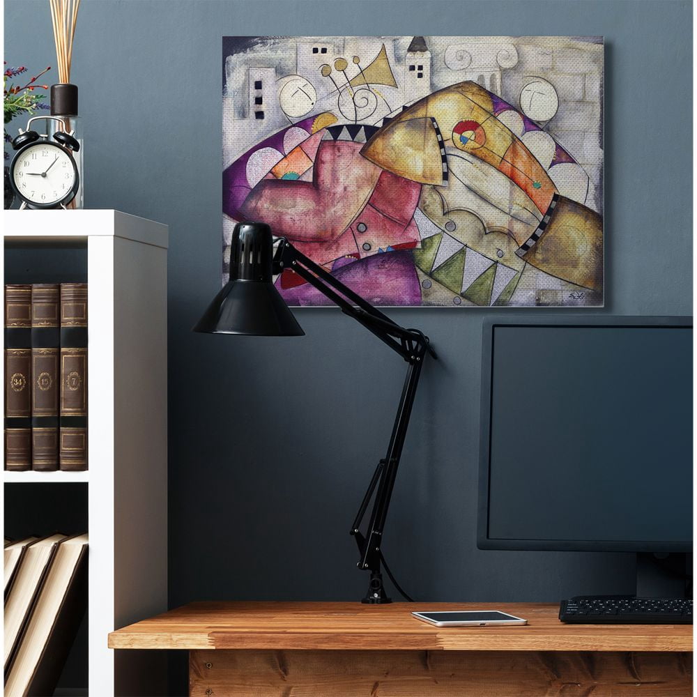 Stupell Industries Colorful Geometry Abstract Trumpet Drums Band Painting Canvas Wall Art by Eric Waugh