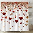 thumbnail image 3 of Valentine''s Day Shower Curtain Fantasy Red Gold Heart Falling Romantic Love Creative Polyester Fabric Bathroom Decor Set with Hooks(84" Wx70 H), 3 of 4