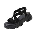 thumbnail image 6 of Xucatan Women's Chunky Sole Wedge Sandals, Round Toe Open Toe Slides with Elastic Back Strap, Crisscross Faux Suede Beach Shoes, Versatile Spring Summer Footwear Gift, 6 of 7