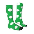 thumbnail image 4 of Lsque Green And White Polka Dot Printed Crew Socks Men's Women's LightWeight Thin Casual Calf Socks ,Knee High Socks,Cotton Socks, 4 of 9