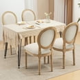 thumbnail image 3 of French Country Dining Chairs Set of 6, Upholstered Dining Room Chairs with Round Backrest, Linen Dining Chairs for Dining Room, Bedroom, Kitchen, Beige, 3 of 10