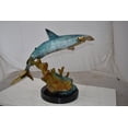 thumbnail image 2 of Nifao Hammer Shark swimming At Sea Bronze Statue – Home Decor Sculpture, 23"L x 12"W x 19"H, 2 of 13