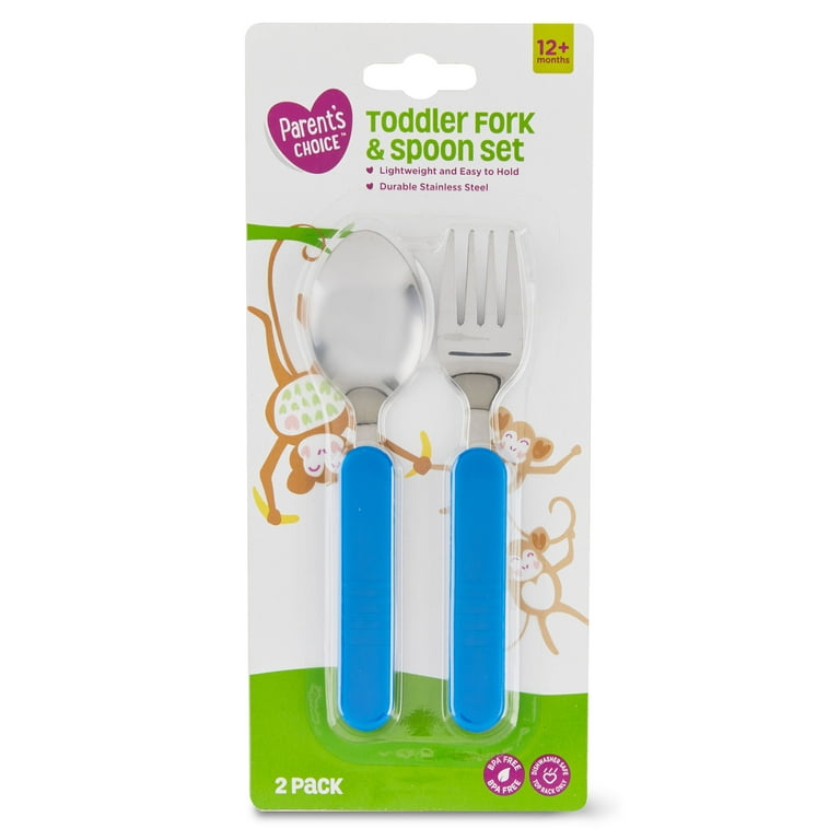 Bendable Baby and Toddler Utensils Silverware Set for Kids, 2 Sets  (Blue/Blue) – Gum Friendly Toddler 2 Spoons and 2 Forks Self Feeding and  Infant