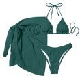 thumbnail image 4 of Womens 3 Piece Bikini Swimsuit Set Bathing Suits for Women with Tie Up Skirt Cover Up High Waisted Swimwear Beach Vacation Outfit Summer Pool Party, 4 of 4