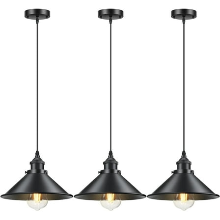 Licperron 3-Light Farmhouse Vintage Metal Shade Pendant Lights